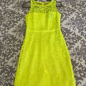 J. Crew Collection. Neon green lace floral tank dress. Size 4.